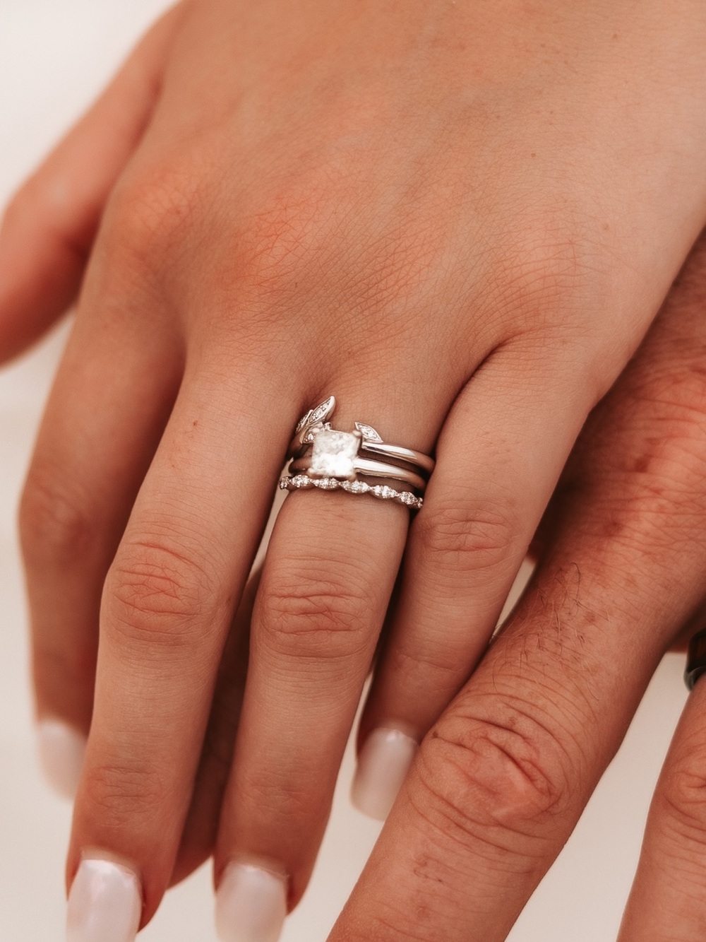 Sterling Silver Cubic Zirconia Bridal Ring Set - Silver